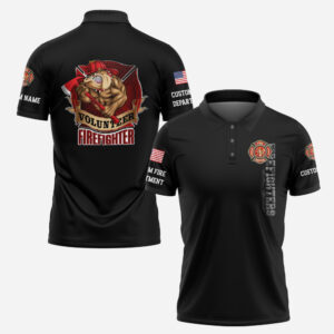 Custom Name Fire Department Volunteer Firefighter #QH0012 - AOP Polo