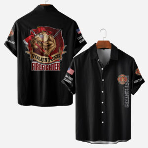 Custom Name Fire Department Volunteer Firefighter #DQH0012 - AOP Short Sleeve Button Shirt