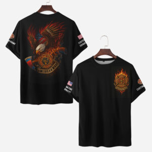 Custom Name & Department Firefighter American Made #DQH0019 - AOP T-shirt