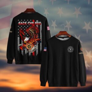 Custom Text & Fire Department Station Number Back The Red #DQH0036 - Sweatshirt