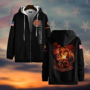 Custom Text Fear No Evil - Firefighter's Courage #DQH0039 - Zip Hoodie
