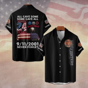 Custom Dept & Text Never Forget - In Memory of 9/11 #DQH0086 - Short Sleeve Button Shirt