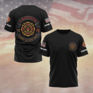 Custom Dept & Text Courage Firefighter First In Last Out #DQH0092 - Shipping Fee - AOP T-shirt