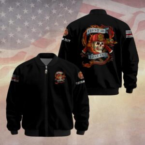 Custom Text First In Last Out #DQH0106 - Bomber Jacket