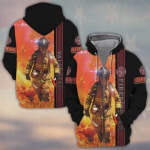 Custom Name – Firefighter in Action #DQH0112 - Zip Hoodie