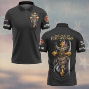 Custom Dept & Name Faith and Valor Firefighter Cross #DQH0120 - Polo