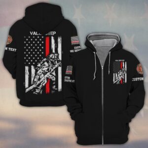 Custom Dept & Text Firefighter Thin Redline #DQH0123 - Zip Hoodie