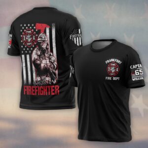 Custom Dept, Rank, Number & Name Firefighter Thin Red Line #DQH0125 - Shipping Fee - AOP T-shirt