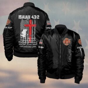Custom Text & Dept Isaiah 43:2 Walk Through Fire #DQH0121 - Bomber Jacket
