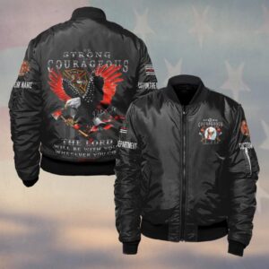 Personalized Be Strong & Courageous Firefighter Faith #DQH0124 - Bomber Jacket