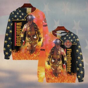 Custom Name Stars & Flames Hero Firefighter #DQH0133 - Sweatshirt