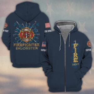 Custom Name & Dept Legacy Maltese Cross Firefighter #DQH0145 - Zip Hoodie