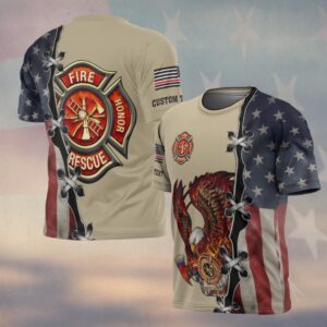 Custom Name Fire Honor Eagle – Patriot Edition #DQH0151 - T-shirt