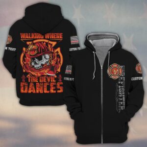 Custom Text & Dept Walking Where The Devil Dances #DQH0170 - Zip Hoodie