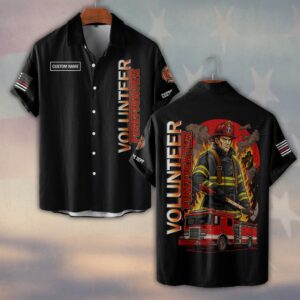 Custom Name & Dept The Red Engine Guardians Firefighter #DQH0183 - Short Sleeve Button Shirt