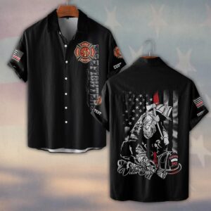 Custom Text & Dept Fallen But Never Forgotten Firefighter #DQH0185 - Short Sleeve Button Shirt