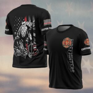 Custom Text & Dept Fallen But Never Forgotten Firefighter #DQH0185 - T-shirt