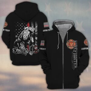 Custom Text & Dept Fallen But Never Forgotten Firefighter #DQH0185 - Zip Hoodie