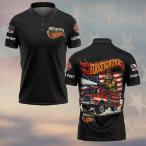 Custom Name & Dept Engines of Freedom Firefighter #DQH0186 - Polo