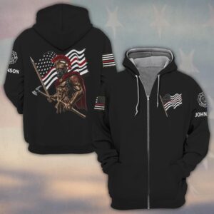 Custom Name Spartan Firefighter – The Guardian of Flames #DQH0205 - Zip Hoodie