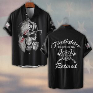 Custom Name Retired Firefighter Warrior #DQH0207 - Short Sleeve Button Shirt