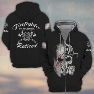 Custom Name Retired Firefighter Warrior #DQH0207 - Zip Hoodie