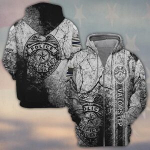 Custom Text Police Badge – Honor & Duty Edition #DQH0213 - Zip Hoodie