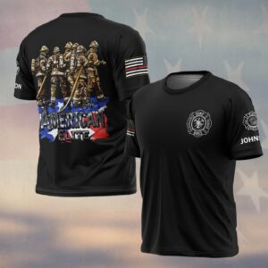 Custom Name & Dept & Number Firefighter American Elite #DQH0215 - T-shirt