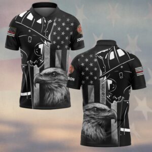 Custom Text Eagle & Helmet Firefighter #DQH0216 - Polo