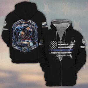 Custom Text Police Bring On The Night America Backbone #DQH0217 - Zip Hoodie