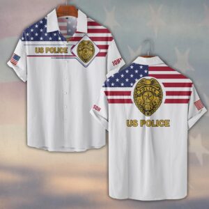 Custom Text Proud to Serve – US Police Edition #DQH0221 - Short Sleeve Button Shirt