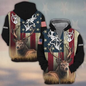 Custom Text America Hunter Pride #DQH0224 - Zip Hoodie