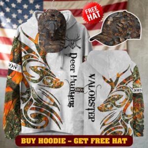 Custom Text Camo Tribal Deer Into The Woods #DQH0225 - Buy Hoodie Get Free Hat
