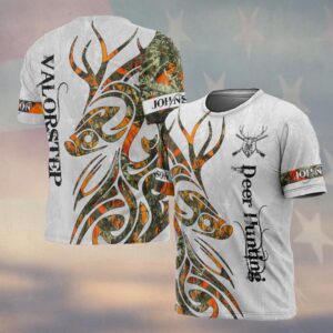 Custom Text Camo Tribal Deer Into The Woods #DQH0225 - T-shirt