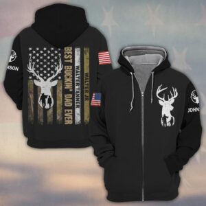 Custom Name Proud Best Buckin' Dad Ever #DQH0227 - Zip Hoodie