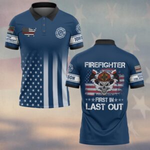 Custom Name & Fire Department Proud to Be First In Firefighter #DQH0269 - Polo