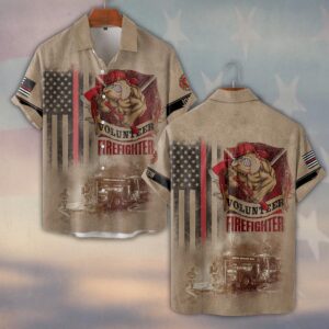 Custom Name & Fire Department Volunteer Firefighter V2 #DQH0270 - Short Sleeve Button Shirt
