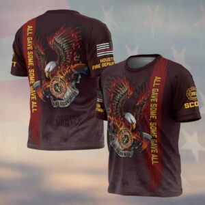 Custom Name & Number & Fire Dept All Gave Some American Made Firefighter Eagle #DQH0271 - Shipping Fee - AOP T-shirt