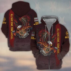 Custom Name & Number & Fire Dept All Gave Some American Made Firefighter Eagle #DQH0271 - Zip Hoodie