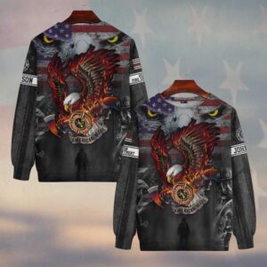 Custom Name & Fire Dept Patriotic Eagle Blaze Firefighter #DQH0273 - Sweatshirt