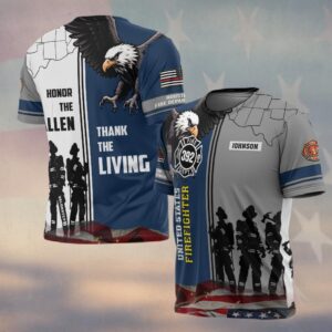 Custom Name & Numbers & Fire Dept Honor the Fallen – Thank the Living Firefighter #DQH0274 - T-shirt