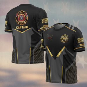 Custom Name & Numbers & Fire Dept & Role The Gold Shield Collection Firefighter #DQH0277 - T-shirt