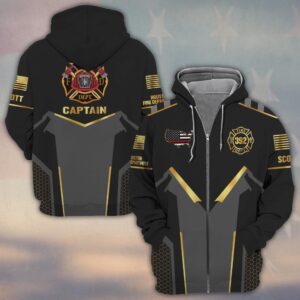 Custom Name & Numbers & Fire Dept & Role The Gold Shield Collection Firefighter #DQH0277 - Zip Hoodie