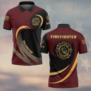 Custom Name & Number Line Of Valor Gold Edition Firefighter #DQH0279 - Polo