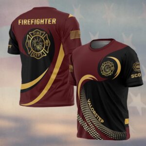 Custom Name & Number Line Of Valor Gold Edition Firefighter #DQH0279 - T-shirt