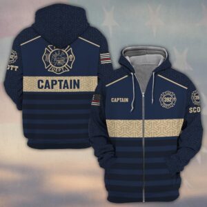 Custom Name & Numbers & Fire Dept The Gold Shield Collection Ver 2 Firefighter #DQH0280 - Zip Hoodie