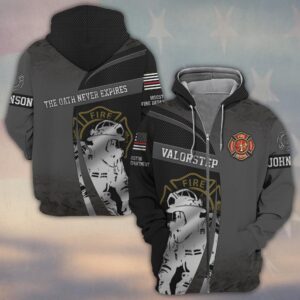 Custom Name & Fire Department The Oath Never Expires Firefighter #DQH0296 - Zip Hoodie