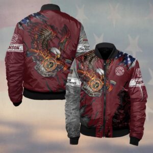 Custom Name & Fire Department Born American, Forged in Fire #DQH0297 - Bomber Jacket