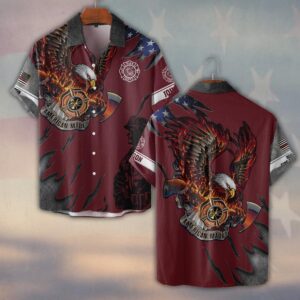Custom Name & Fire Department Born American, Forged in Fire #DQH0297 - Short Sleeve Button Shirt
