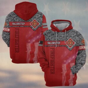 Custom Name Red Line Camo Firefighter #DQH0299 - Hoodie